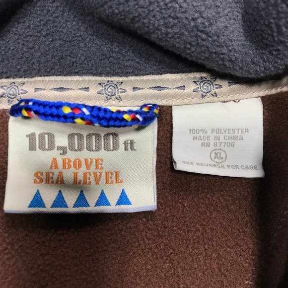 Destination: 10,00 ft Above Sea Level Brown Fleece Full Zip Vest Jacket Mens XL - Picture 3 of 5